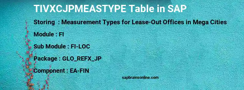 SAP TIVXCJPMEASTYPE table