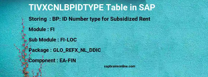 SAP TIVXCNLBPIDTYPE table
