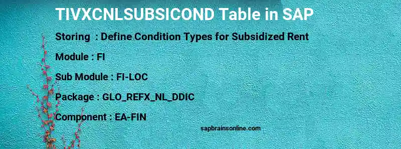 SAP TIVXCNLSUBSICOND table
