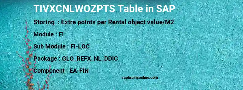 SAP TIVXCNLWOZPTS table