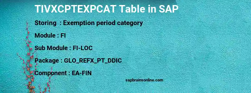 SAP TIVXCPTEXPCAT table