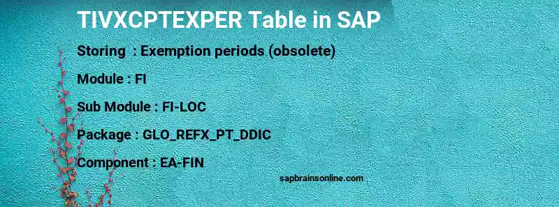 SAP TIVXCPTEXPER table