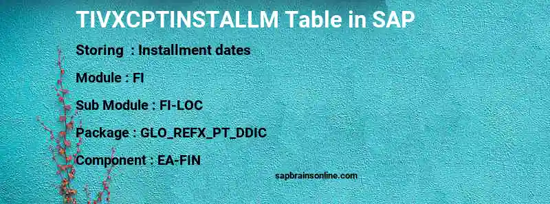 SAP TIVXCPTINSTALLM table