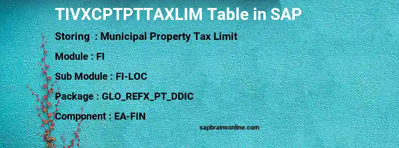 SAP TIVXCPTPTTAXLIM table