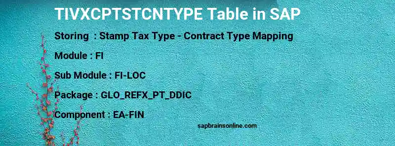 SAP TIVXCPTSTCNTYPE table