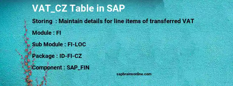 SAP VAT_CZ table
