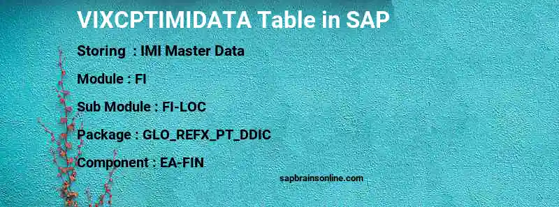 SAP VIXCPTIMIDATA table