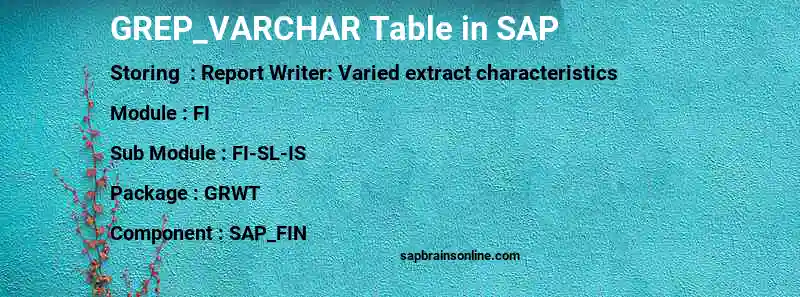 SAP GREP_VARCHAR table