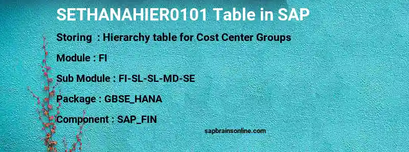 SAP SETHANAHIER0101 table