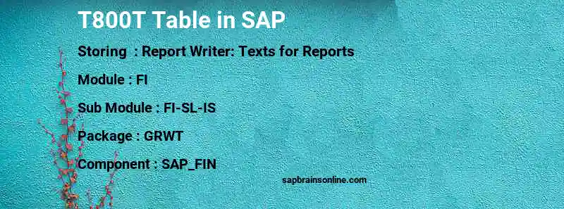 SAP T800T table