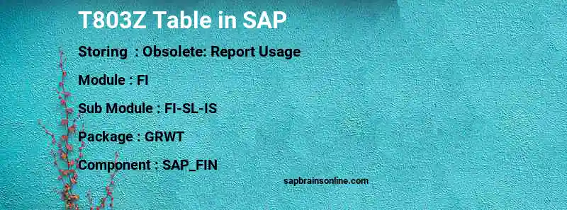 SAP T803Z table