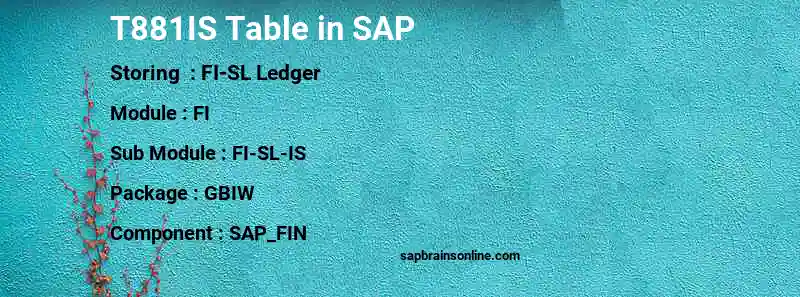 SAP T881IS table
