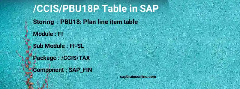 SAP /CCIS/PBU18P table