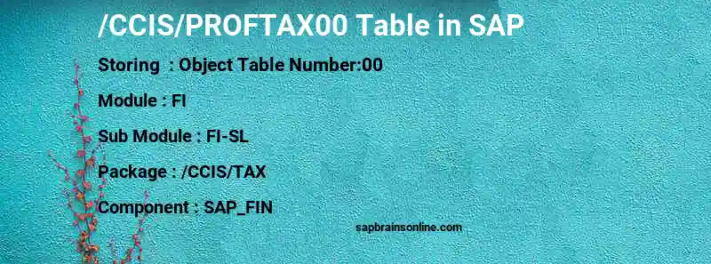 SAP /CCIS/PROFTAX00 table