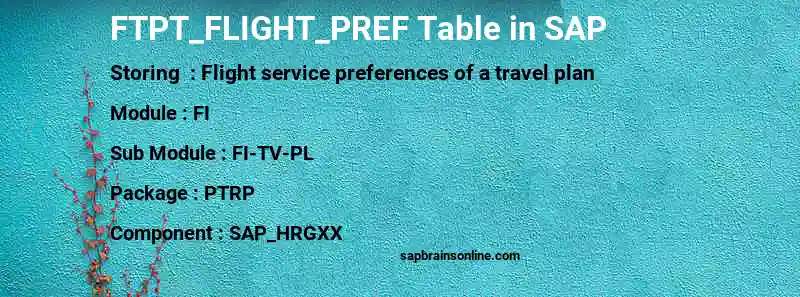 SAP FTPT_FLIGHT_PREF table