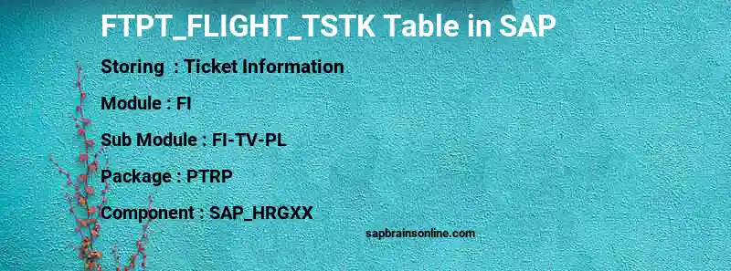 SAP FTPT_FLIGHT_TSTK table