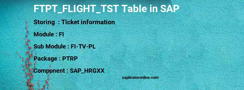 SAP FTPT_FLIGHT_TST table