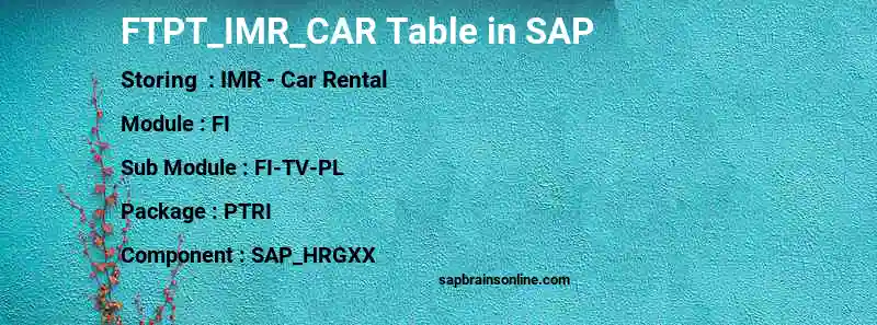 SAP FTPT_IMR_CAR table