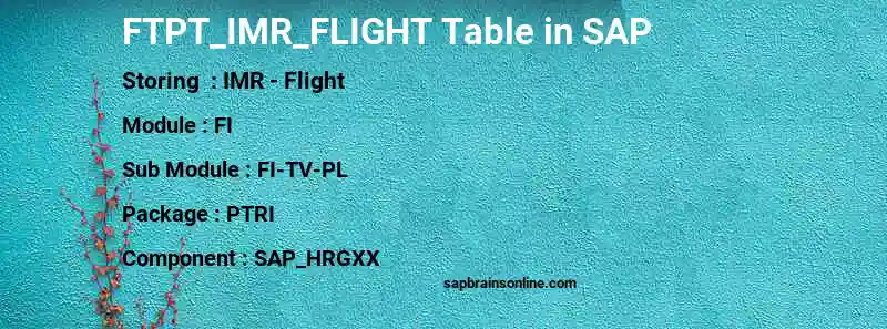 SAP FTPT_IMR_FLIGHT table