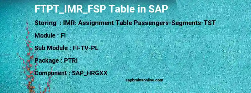 SAP FTPT_IMR_FSP table