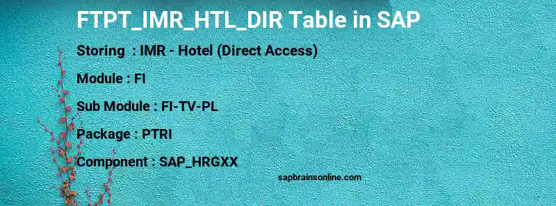 SAP FTPT_IMR_HTL_DIR table