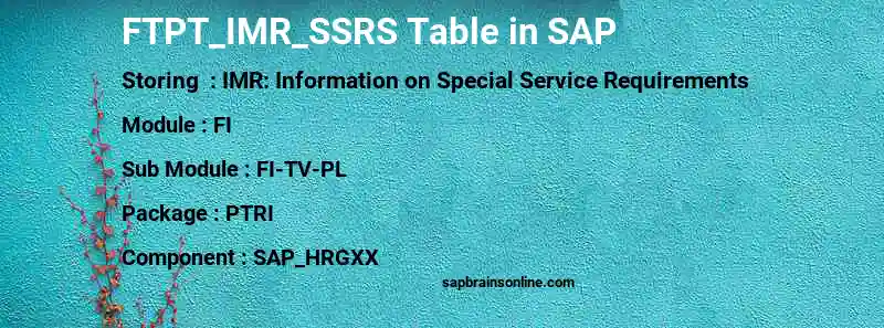SAP FTPT_IMR_SSRS table