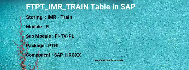 SAP FTPT_IMR_TRAIN table