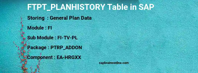 SAP FTPT_PLANHISTORY table