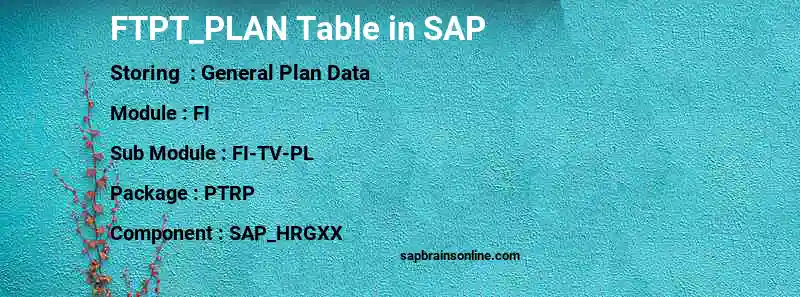SAP FTPT_PLAN table