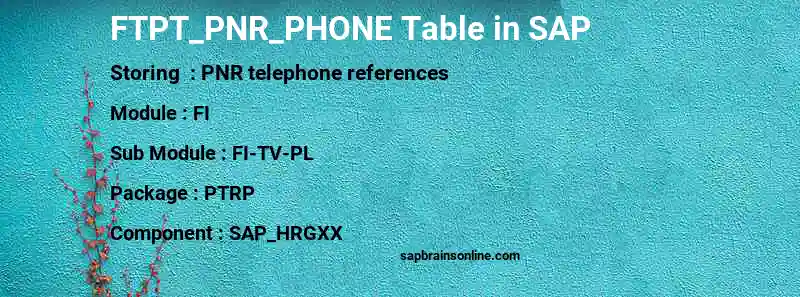 SAP FTPT_PNR_PHONE table