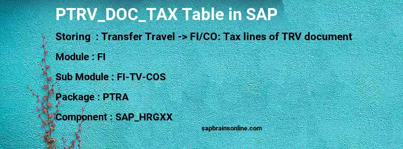 SAP PTRV_DOC_TAX table