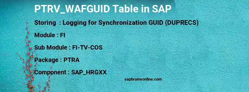 SAP PTRV_WAFGUID table