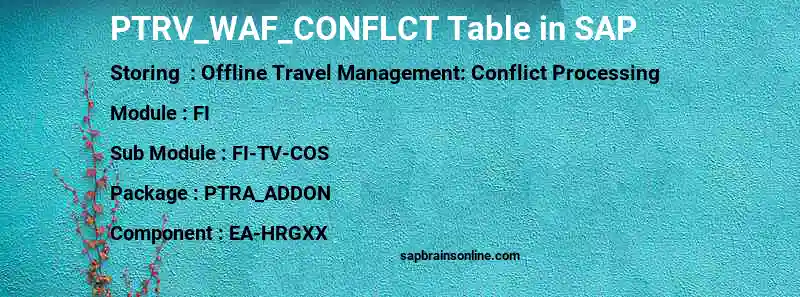 SAP PTRV_WAF_CONFLCT table