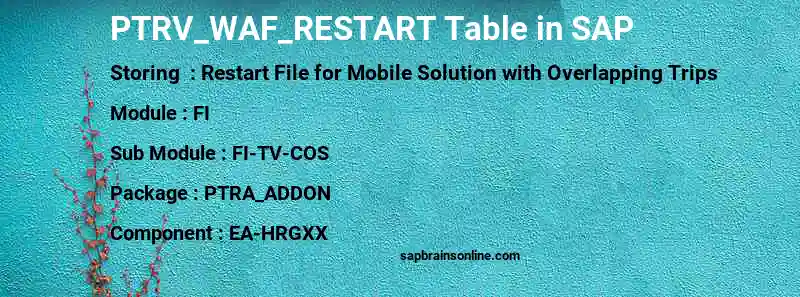 SAP PTRV_WAF_RESTART table