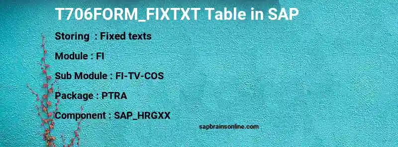 SAP T706FORM_FIXTXT table