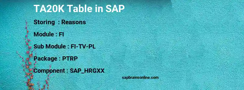 SAP TA20K table