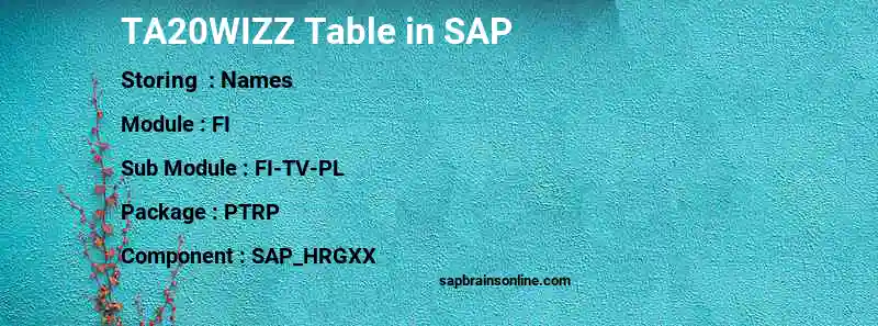 SAP TA20WIZZ table