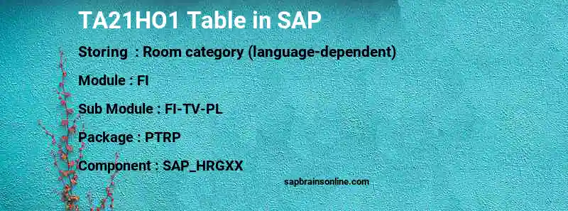 SAP TA21HO1 table