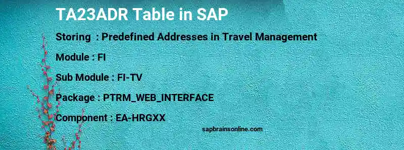 SAP TA23ADR table