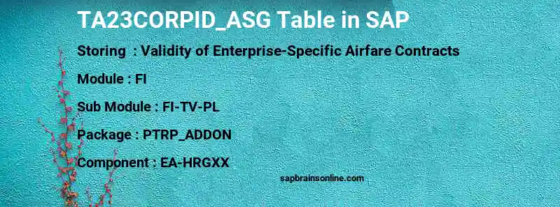 SAP TA23CORPID_ASG table