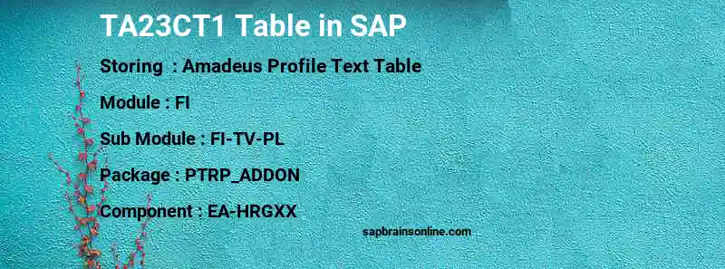 SAP TA23CT1 table