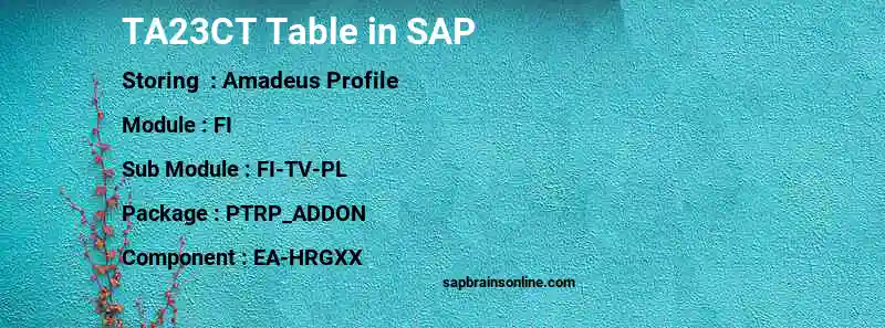 SAP TA23CT table