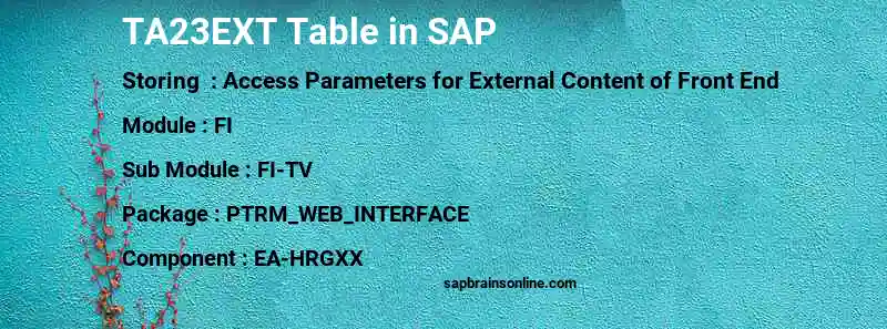 SAP TA23EXT table