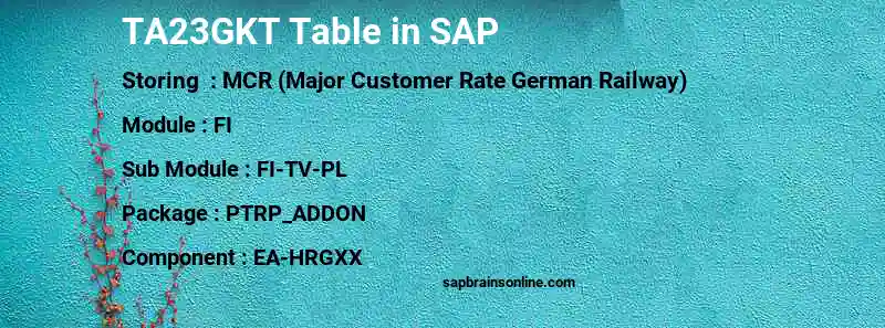 SAP TA23GKT table