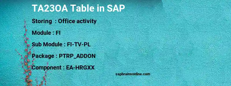 SAP TA23OA table