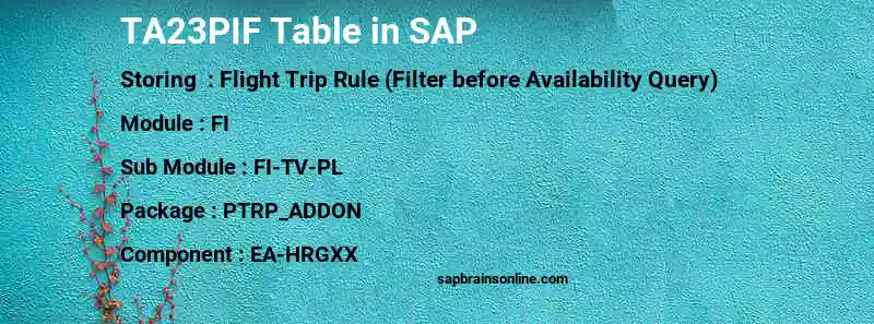 SAP TA23PIF table