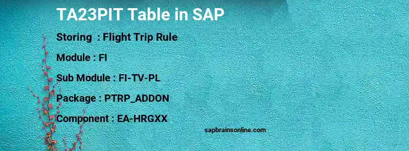 SAP TA23PIT table