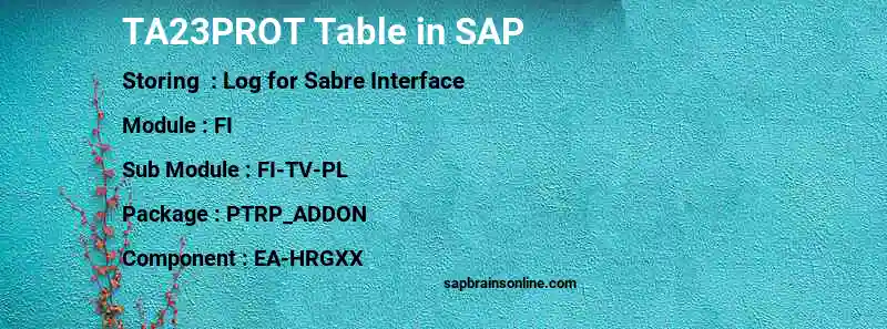 SAP TA23PROT table