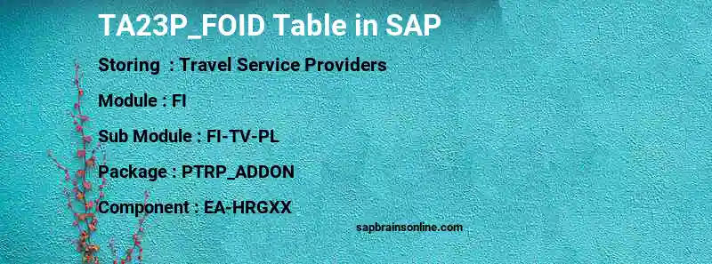 SAP TA23P_FOID table