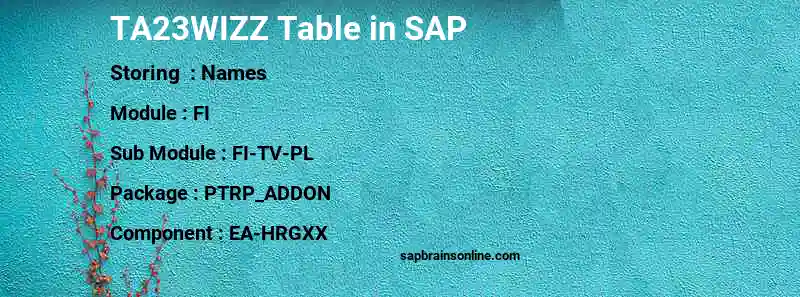 SAP TA23WIZZ table